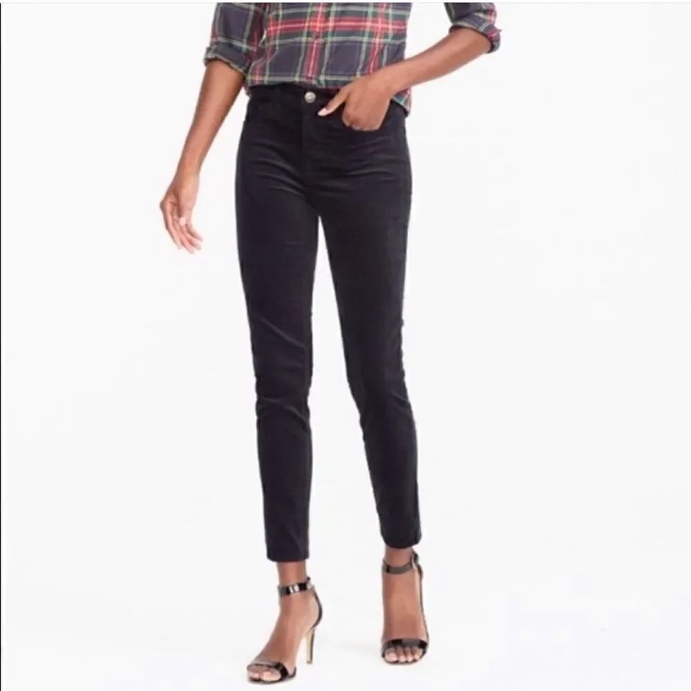 J. Crew Jeans Velvet High Rise Toothpick Jeans || SZ 27 || Black Velvet